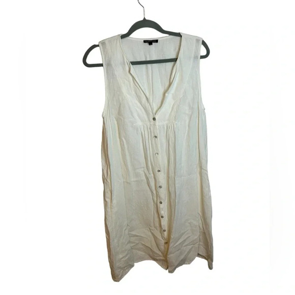 Eileen Fisher Button Front Linen Blend Sundress - Picture 1 of 5